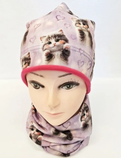 Bavlněná čepice Kitty + nákrčník